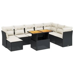 vidaXL Set de sofás de jardín 8 piezas y cojines ratán sintético negro