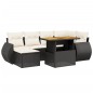 vidaXL Set de comedor de jardín 7 pzas y cojines ratán sintético negro vidaXL Set de comedor de jardín 7 pzas y cojines ratán sintético negro