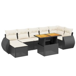 vidaXL Set de sofás de jardín 8 piezas y cojines ratán sintético negro