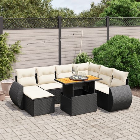 vidaXL Set de sofás de jardín 8 piezas y cojines ratán sintético negro