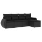 vidaXL Set de muebles de jardín 5 pzas y cojines ratán sintético negro vidaXL Set de muebles de jardín 5 pzas y cojines ratán sintético negro