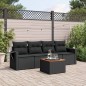 vidaXL Set de muebles de jardín 5 pzas y cojines ratán sintético negro vidaXL Set de muebles de jardín 5 pzas y cojines ratán sintético negro