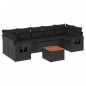 vidaXL Set de sofás de jardín 8 piezas y cojines ratán sintético negro vidaXL Set de sofás de jardín 8 piezas y cojines ratán sintético negro