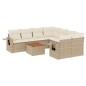 vidaXL Set de sofás de jardín 9 pzas con cojines ratán sintético beige vidaXL Set de sofás de jardín 9 pzas con cojines ratán sintético beige