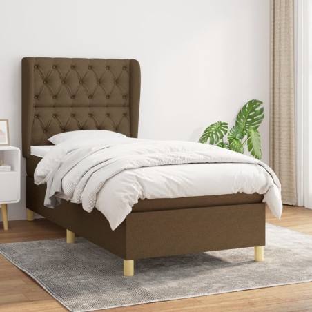 vidaXL Cama box spring con colchón tela marrón oscuro 80x200 cm