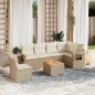 vidaXL Set sofás de jardín 7 piezas y cojines ratán sintético beige vidaXL Set sofás de jardín 7 piezas y cojines ratán sintético beige
