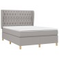 vidaXL Cama box spring con colchón tela gris claro 140x190 cm