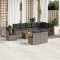 vidaXL Set de sofás de jardín 11 pzas y cojines ratán sintético gris vidaXL Set de sofás de jardín 11 pzas y cojines ratán sintético gris