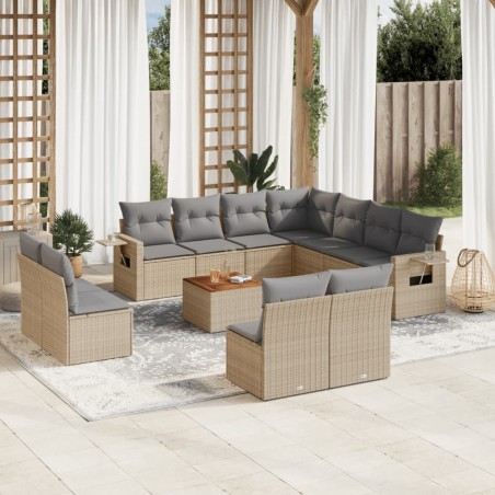 vidaXL Set de sofás de jardín 12 pzas y cojines ratán sintético marrón