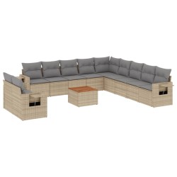 vidaXL Set de sofás de jardín 12 pzas y cojines ratán sintético marrón