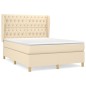 vidaXL Cama box spring con colchón tela color crema 140x190 cm vidaXL Cama box spring con colchón tela color crema 140x190 cm