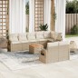 vidaXL Set de sofás de jardín 9 pzas con cojines ratán sintético beige vidaXL Set de sofás de jardín 9 pzas con cojines ratán sintético beige