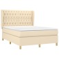 vidaXL Cama box spring con colchón tela color crema 140x190 cm vidaXL Cama box spring con colchón tela color crema 140x190 cm