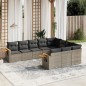 vidaXL Set de sofás de jardín 10 pzas con cojines ratán sintético gris vidaXL Set de sofás de jardín 10 pzas con cojines ratán sintético gris