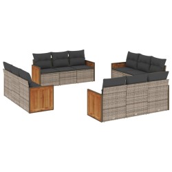 vidaXL Set de sofás de jardín 12 pzas con cojines ratán sintético gris