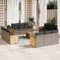 vidaXL Set sofás de jardín con cojines 13 piezas ratán sintético gris vidaXL Set sofás de jardín con cojines 13 piezas ratán sintético gris