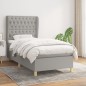 vidaXL Cama box spring con colchón tela gris claro 100x200 cm vidaXL Cama box spring con colchón tela gris claro 100x200 cm