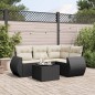 vidaXL Set de muebles de jardín 5 pzas y cojines ratán sintético negro vidaXL Set de muebles de jardín 5 pzas y cojines ratán sintético negro