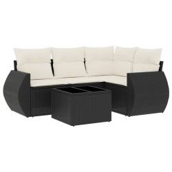 vidaXL Set de muebles de jardín 5 pzas y cojines ratán sintético negro