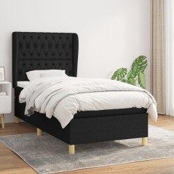 vidaXL Cama box spring con colchón tela negro 100x200 cm