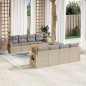 vidaXL Set de sofás de jardín 9 pzas con cojines ratán sintético beige vidaXL Set de sofás de jardín 9 pzas con cojines ratán sintético beige