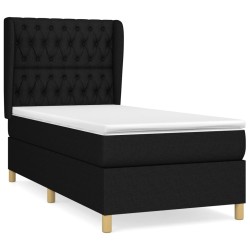vidaXL Cama box spring con colchón tela negro 100x200 cm