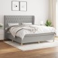 vidaXL Cama box spring con colchón tela gris claro 180x200 cm vidaXL Cama box spring con colchón tela gris claro 180x200 cm