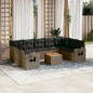 vidaXL Set de sofás de jardín 10 pzas con cojines ratán sintético gris vidaXL Set de sofás de jardín 10 pzas con cojines ratán sintético gris