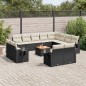 vidaXL Set de sofás de jardín y cojines 13 pzas ratán sintético negro vidaXL Set de sofás de jardín y cojines 13 pzas ratán sintético negro