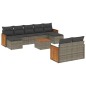 vidaXL Set de sofás de jardín 10 pzas con cojines ratán sintético gris vidaXL Set de sofás de jardín 10 pzas con cojines ratán sintético gris