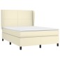 vidaXL Cama box spring con colchón cuero sintético crema 140x190 cm vidaXL Cama box spring con colchón cuero sintético crema 140x190 cm