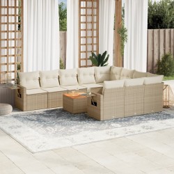 vidaXL Set de sofás de jardín 11pzas con cojines ratán sintético beige
