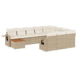 vidaXL Set de sofás de jardín 11pzas con cojines ratán sintético beige