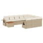 vidaXL Set de sofás de jardín 11pzas con cojines ratán sintético beige