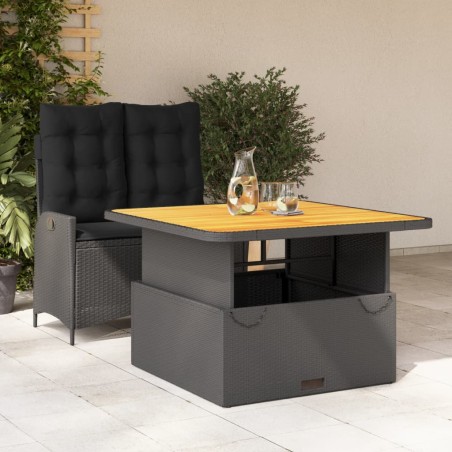 vidaXL Set comedor de jardín 2 pzas con cojines ratán sintético negro