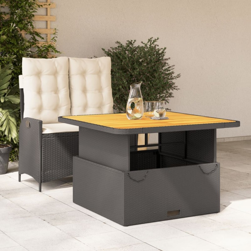 vidaXL Set comedor de jardín 2 pzas con cojines ratán sintético negro vidaXL Set comedor de jardín 2 pzas con cojines ratán sintético negro