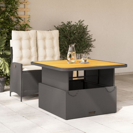 vidaXL Set comedor de jardín 2 pzas con cojines ratán sintético negro
