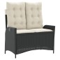 vidaXL Set comedor de jardín 2 pzas con cojines ratán sintético negro vidaXL Set comedor de jardín 2 pzas con cojines ratán sintético negro