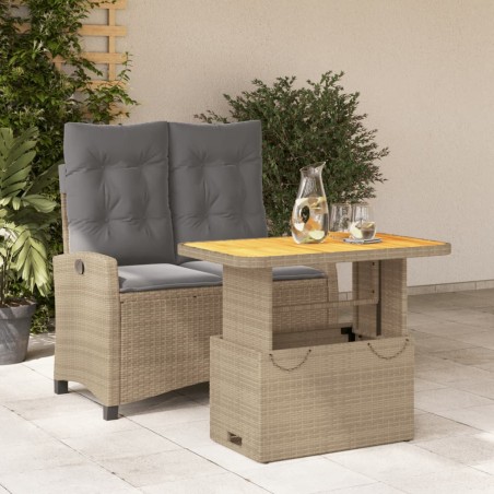 vidaXL Set comedor de jardín 2 pzas con cojines ratán sintético beige