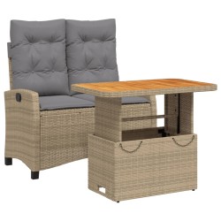 vidaXL Set comedor de jardín 2 pzas con cojines ratán sintético beige