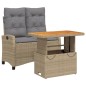 vidaXL Set comedor de jardín 2 pzas con cojines ratán sintético beige vidaXL Set comedor de jardín 2 pzas con cojines ratán sintético beige