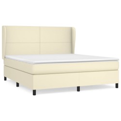 vidaXL Cama box spring con colchón cuero sintético crema 160x200 cm