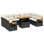 vidaXL Set de sofás de jardín 10 pzas cojines ratán sintético negro vidaXL Set de sofás de jardín 10 pzas cojines ratán sintético negro