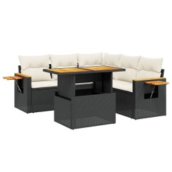 vidaXL Set de sofás de jardín 6 piezas y cojines ratán sintético negro