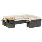 vidaXL Set de sofás de jardín 10 pzas cojines ratán sintético negro