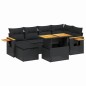 vidaXL Set de comedor de jardín 7 pzas y cojines ratán sintético negro