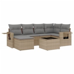 vidaXL Set sofás de jardín 7 piezas y cojines ratán sintético beige