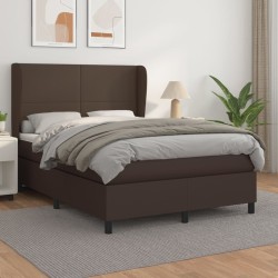 vidaXL Cama box spring con colchón cuero sintético marrón 140x200cm
