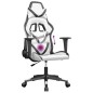 vidaXL Silla gaming de masaje cuero sintético blanco y negro vidaXL Silla gaming de masaje cuero sintético blanco y negro