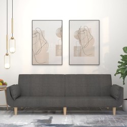 vidaXL Sofá cama de 2 plazas con dos almohadas tela gris oscuro